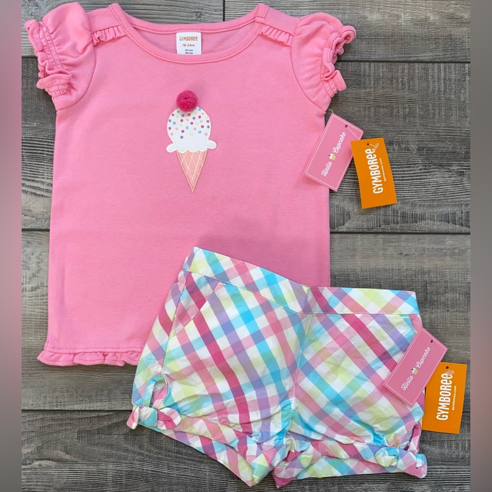 NWT Gymboree Hello Cupcake Collection Birthday Ice Cream Top Shorts Set 18M 24M